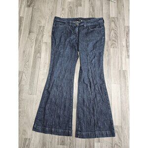 New York & Company Jeans Womens 14 Petite Wide Leg Flare Denim Pants Stretch
